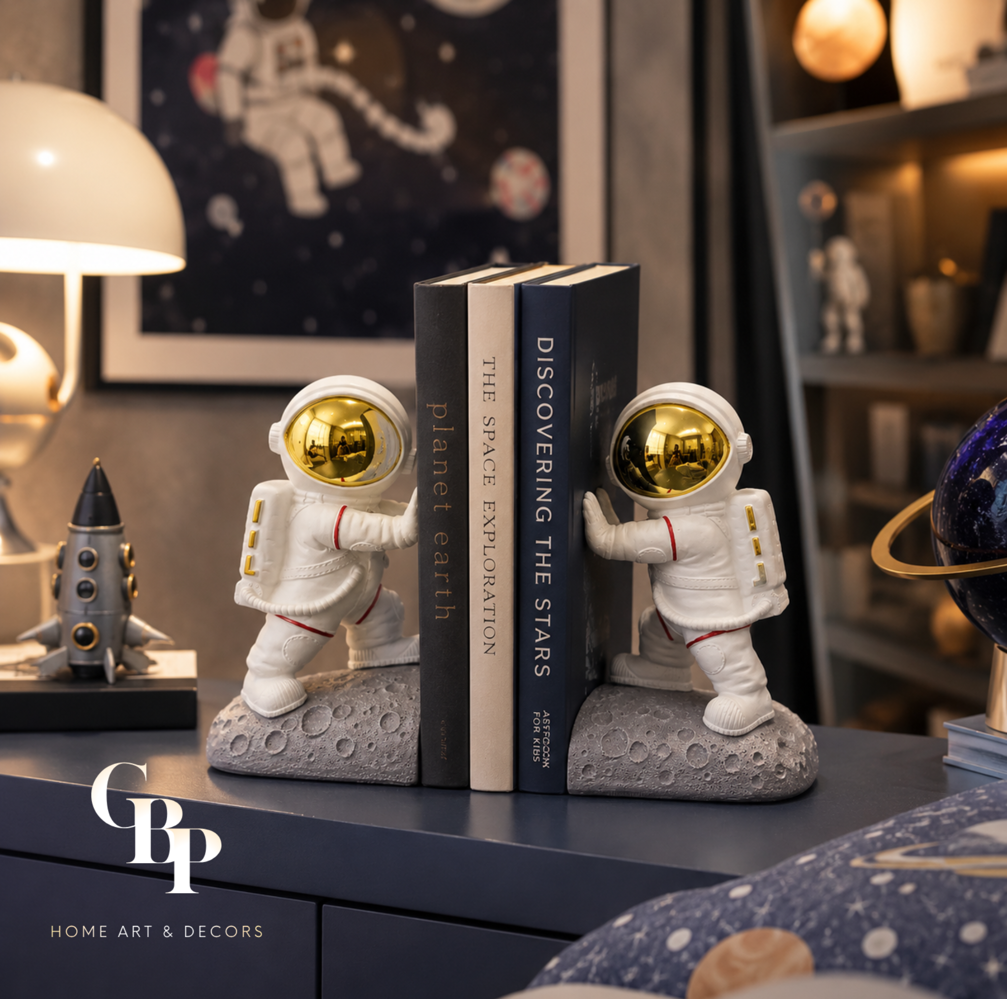 Modern Astronaut Bookends
